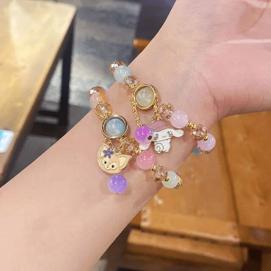 Colorful Crystal Beaded Bracelet Pink Fox-Dream With Kat