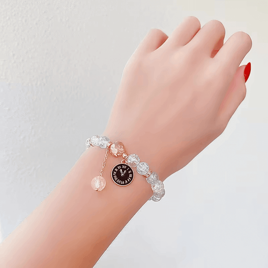 Rainbow Crackle Beads Clock Bracelet-Dream With Kat