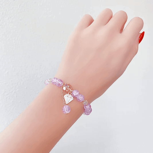 Rainbow Crackle Beads Diamond Bracelet-Dream With Kat