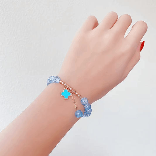 Rainbow Crackle Beads Flower Bracelet-Dream With Kat