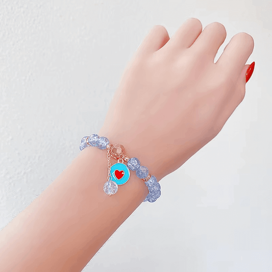 Rainbow Crackle Beads Hearts Bracelet-Dream With Kat