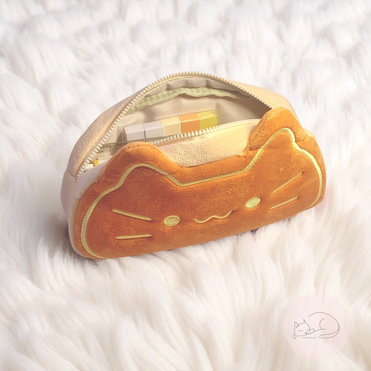 Dream With Kat Kawaii Cat Bread Plush Pencil Case and Makeup Bag