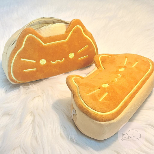 Dream With Kat Kawaii Cat Bread Plush Pencil Case and Makeup Bag