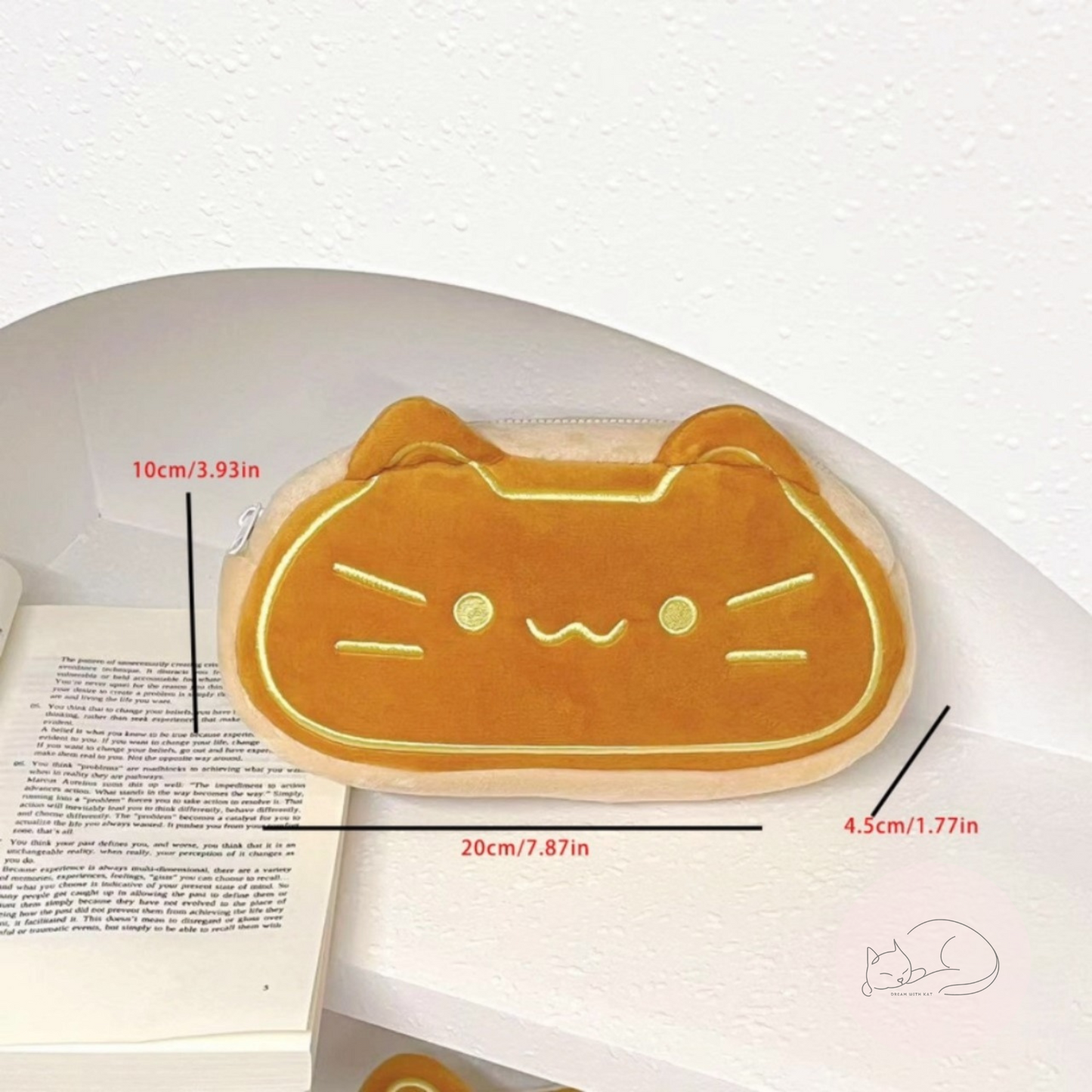 Dream With Kat Kawaii Cat Bread Plush Pencil Case and Makeup Bag