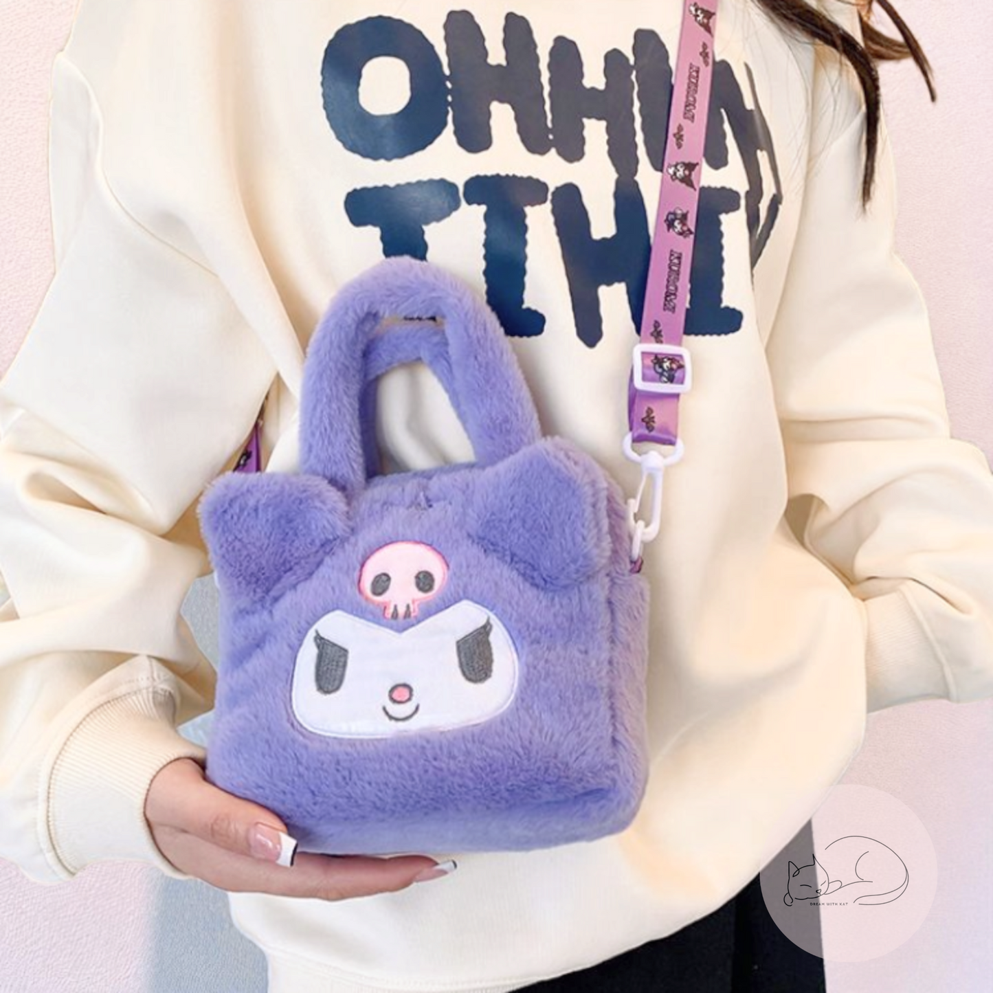 Fluffy Pastel Plush Crossbody – Kawaii Style Mini Tote Bag