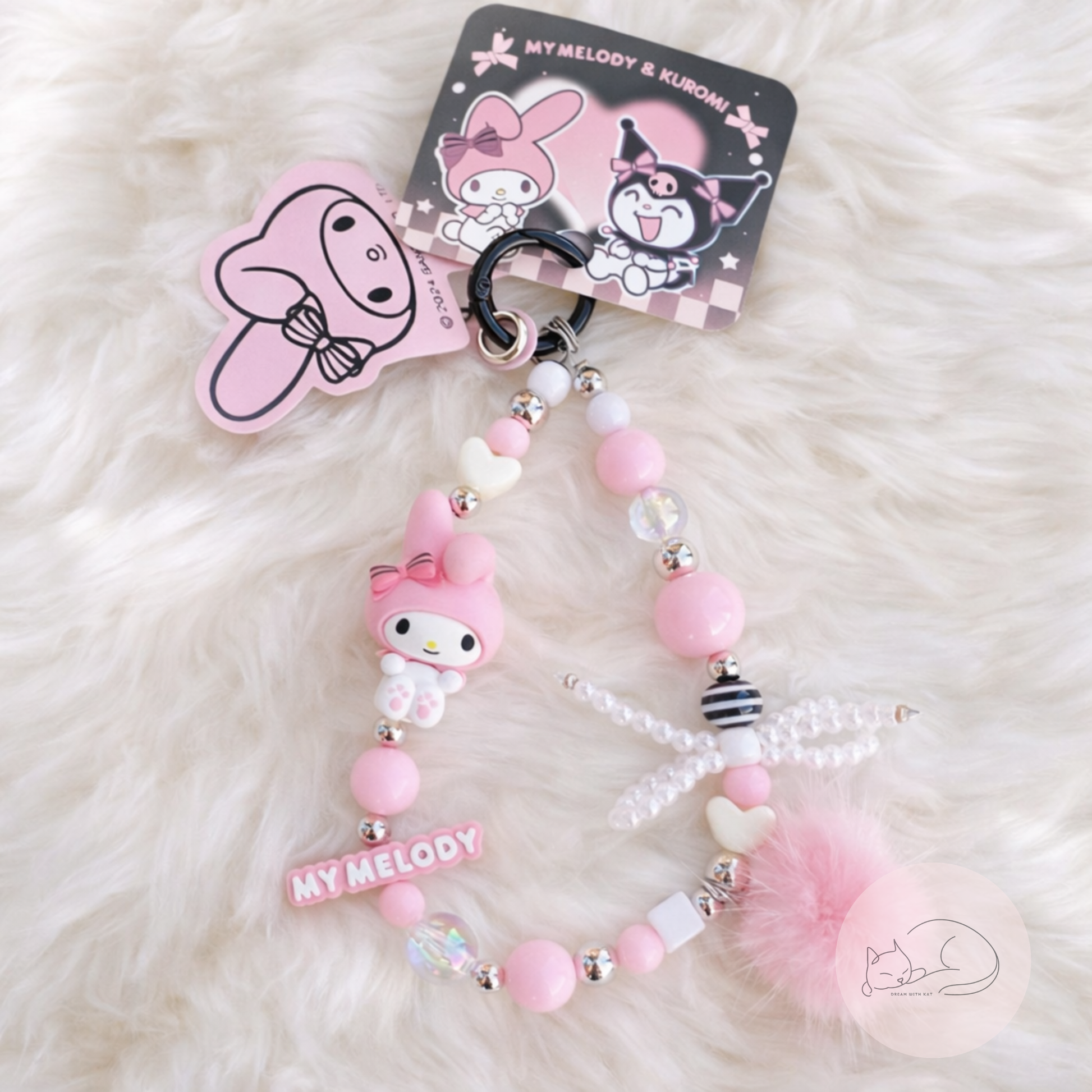 Cute Kawaii Phone Strap & Bag Charm – Beaded Mobile Accessory