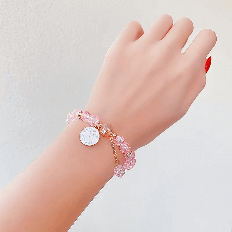Rainbow Crackle Beads Clock Bracelet-Dream With Kat