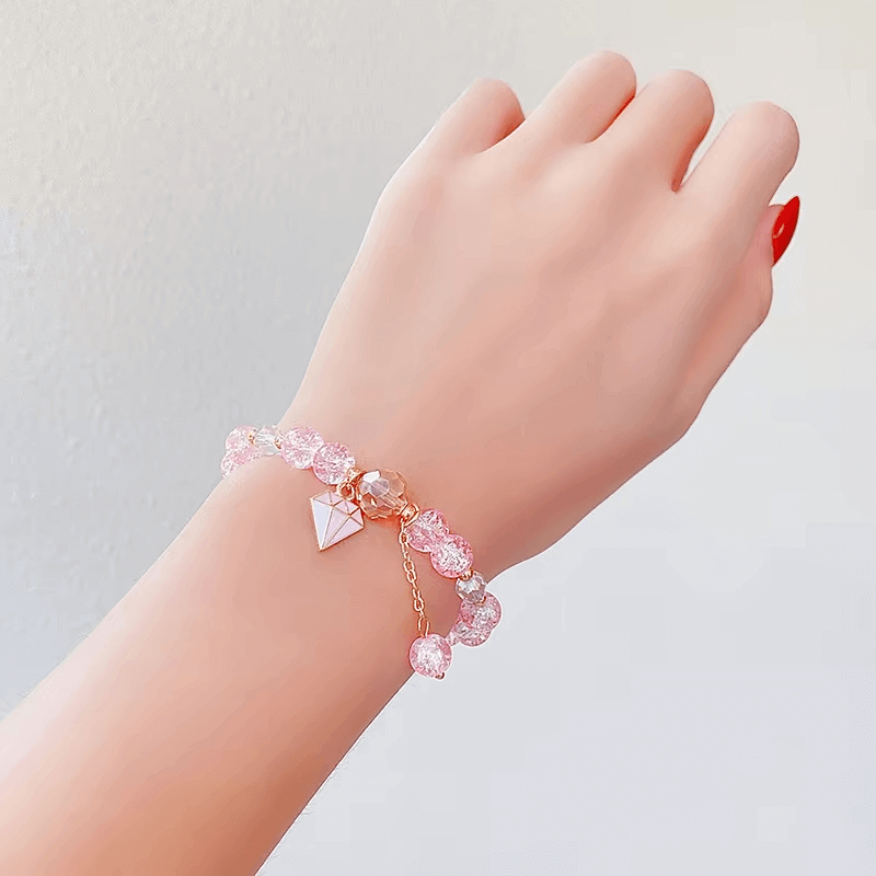 Rainbow Crackle Beads Diamond Bracelet-Dream With Kat