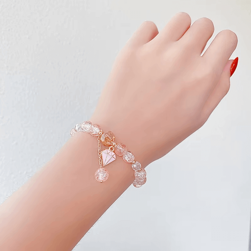 Rainbow Crackle Beads Diamond Bracelet-Dream With Kat