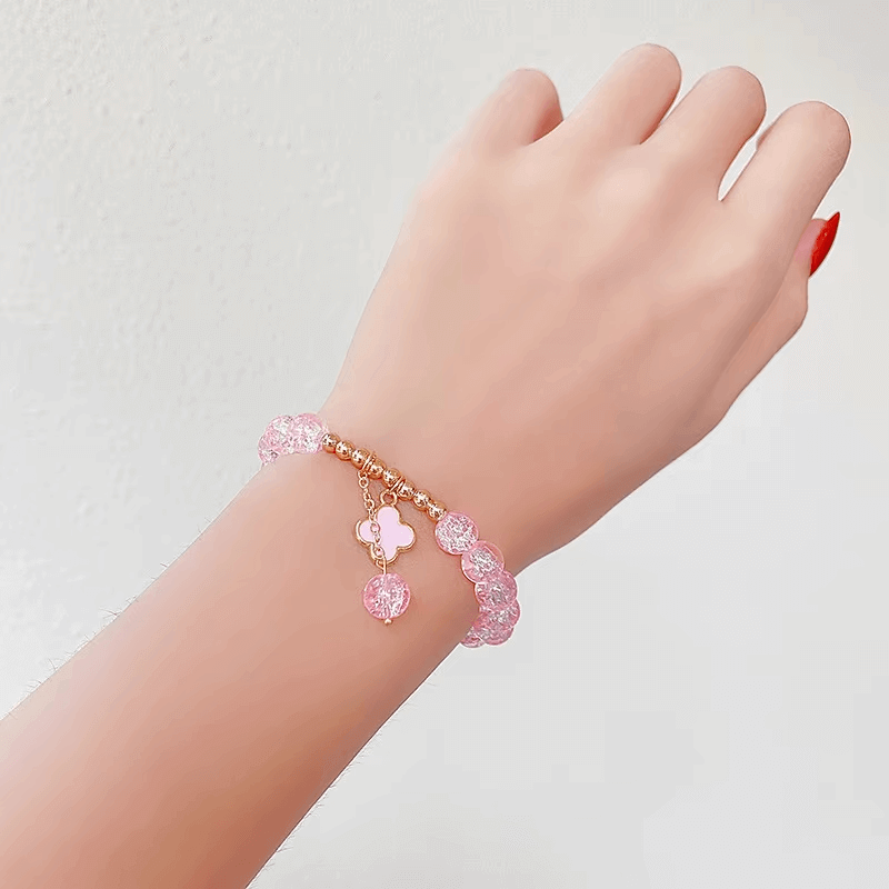 Rainbow Crackle Beads Flower Bracelet-Dream With Kat