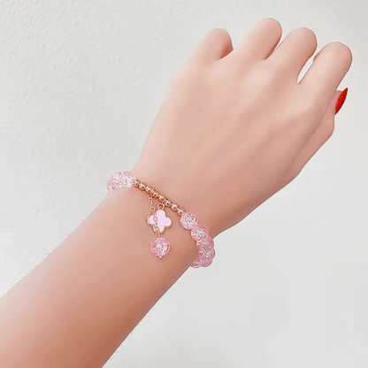 Rainbow Crackle Beads Flower Bracelet-Dream With Kat