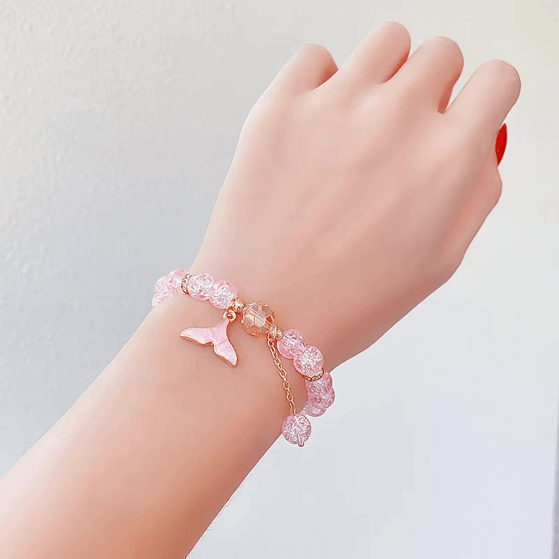 Rainbow Crackle Beads Mermaid Tail Bracelet-Dream With Kat