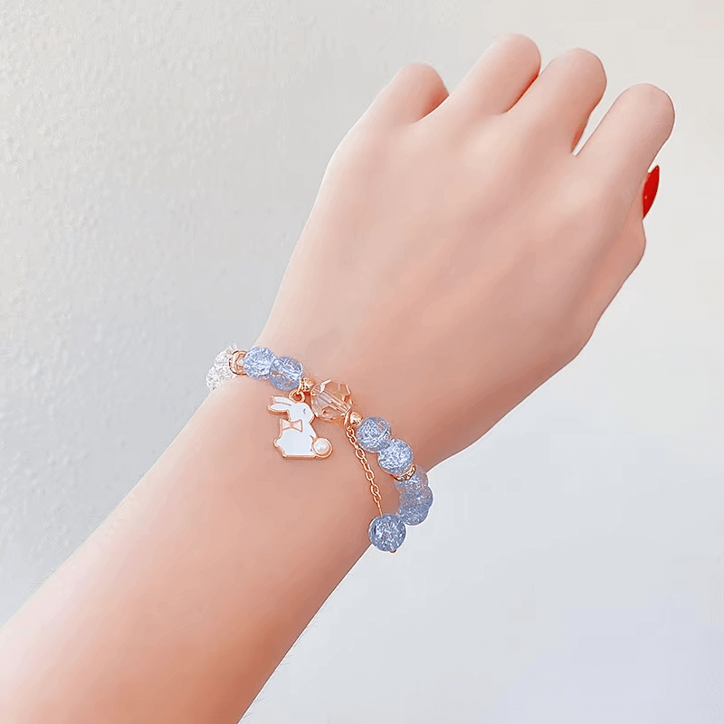 Rainbow Crackle Beads Rabbit Bracelet-Dream With Kat
