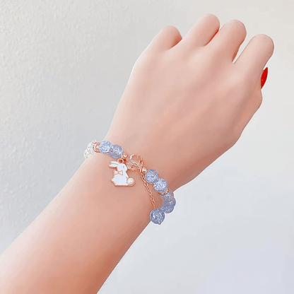 Rainbow Crackle Beads Rabbit Bracelet-Dream With Kat