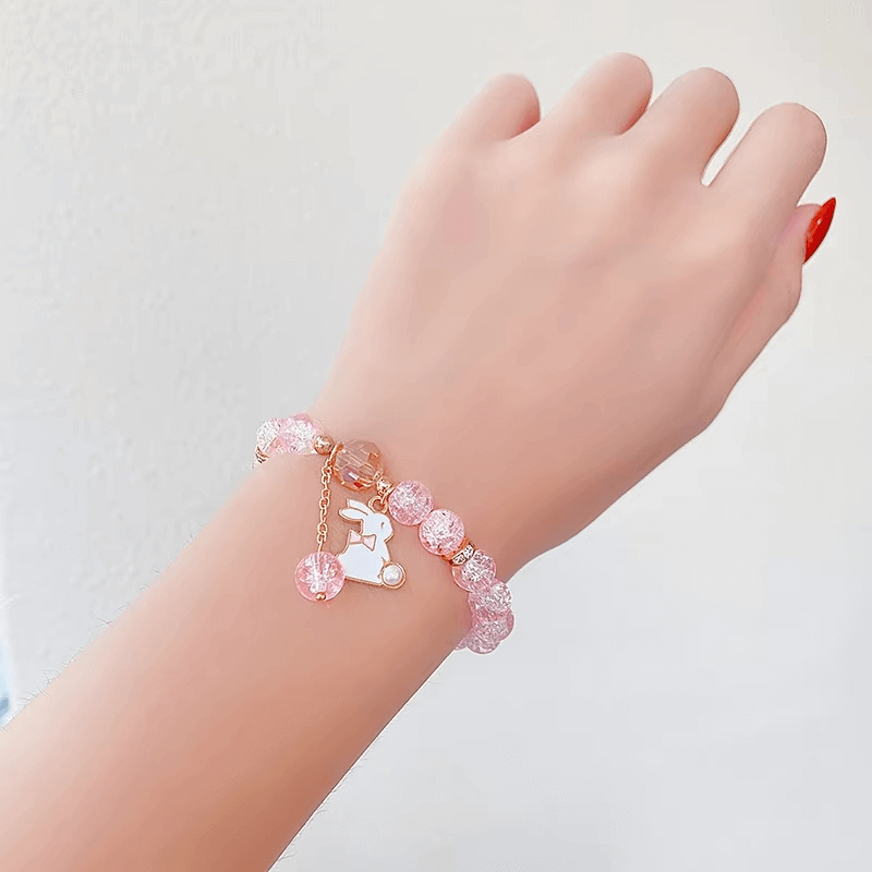 Rainbow Crackle Beads Rabbit Bracelet-Dream With Kat