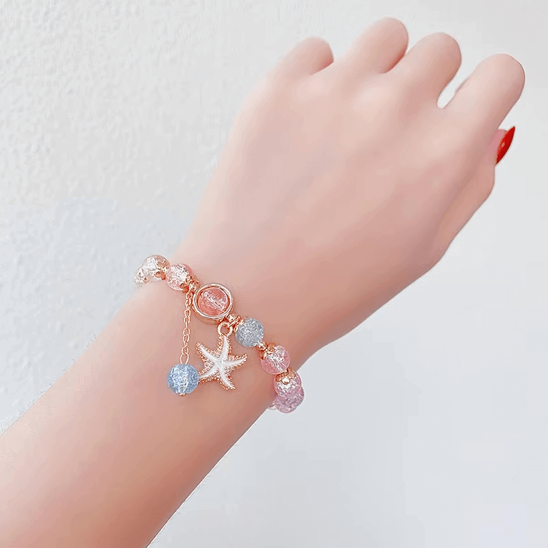 Rainbow Crackle Beads Starfish Bracelet-Dream With Kat