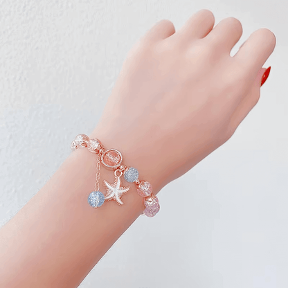 Rainbow Crackle Beads Starfish Bracelet-Dream With Kat