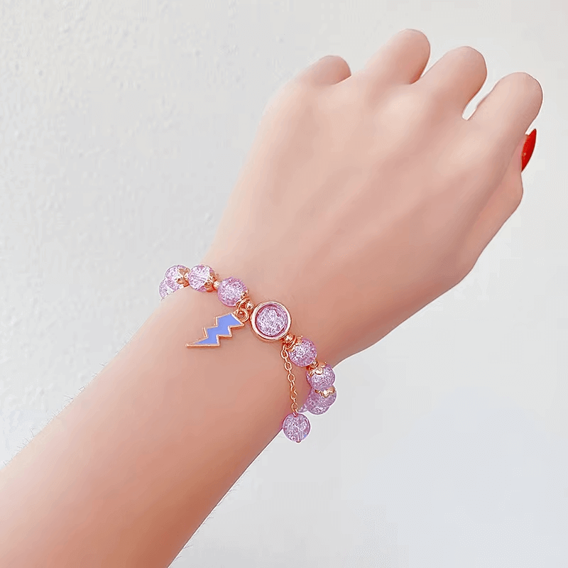 Rainbow Crackle Beads Thunderbolt Bracelet-Dream With Kat